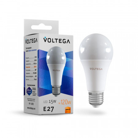 Лампа светодиодная Voltega Е27 General purpose bulb VG2-A60E27warm15W  7156