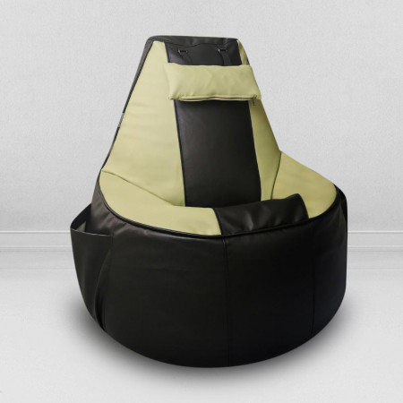 Кресло-мешок игровое кресло Геймер Черно-салатовое, размер ХXXХL, экокожа