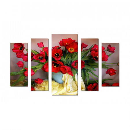 Модульная картина "Тюльпаны в вазе" 70Х120 Ш46