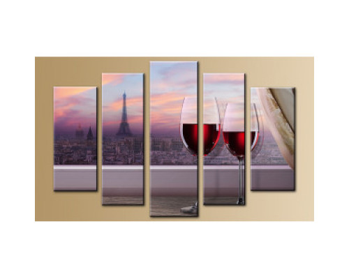 Модульная картина "Два бокала вина на окне" 80Х140 M806