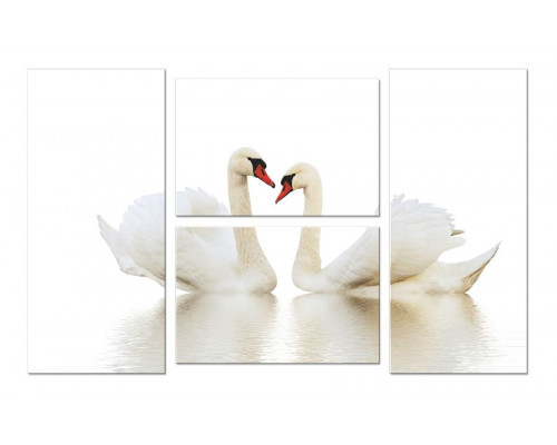 Модульная картина "Белые лебеди на белом" четверник 100х60 W686