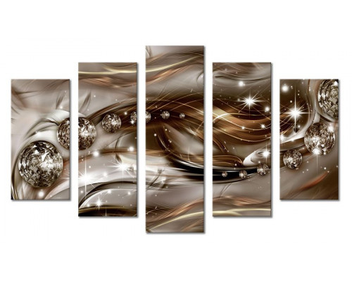 Модульная картина "Абстракция хрусталь и медные волны" 80х140 М1946