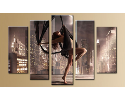 Модульная картина "Танцующаяя в шторах девушка" 80х140 M714