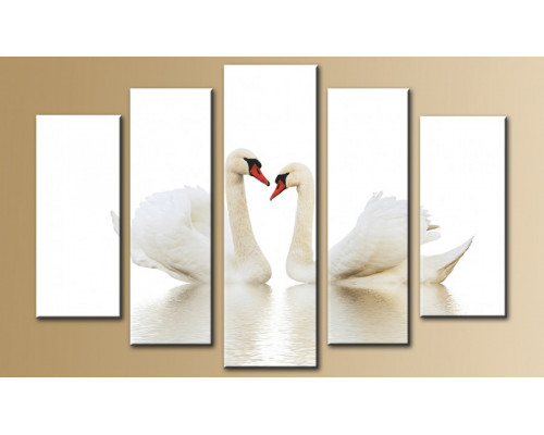 Модульная картина "Белые лебеди на белом" 80х140 M342