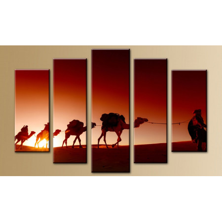 Модульная картина "Верблюды на закате"  80х140 M223