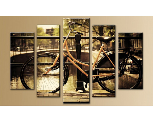Модульная картина "Велосипед на мосту" 80х140 M182