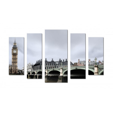 Модульная картина "Вестминстерский мост в пасмурную погоду" 70х120 Ш81
