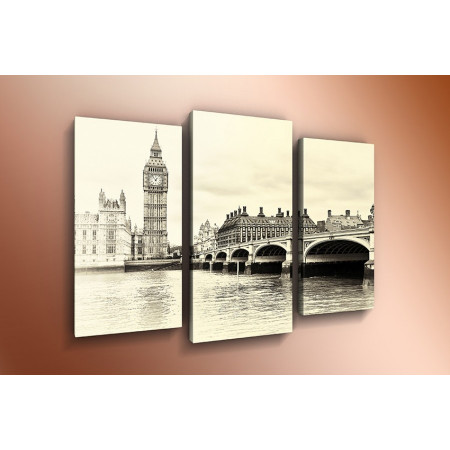 Модульная картина "Вестминстерский мост в черно-белых цветах" 60х80 ТР244