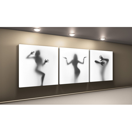 Модульная картина "Три девушки за холстом" 50х150 КВ75