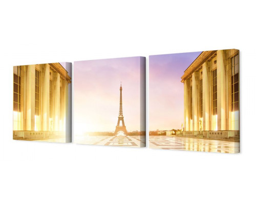 Модульная картина "Париж в лучах восходящего солнца" 35х110 N320