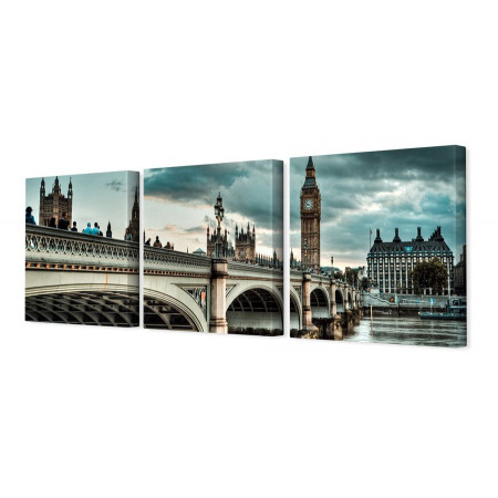 Модульная картина "Вестминстерский мост и дождевые облака" 35х110 N297