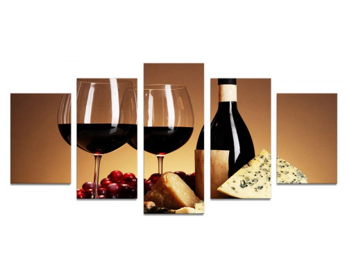Модульная картина "Бокалы с вином" 10х50 К606