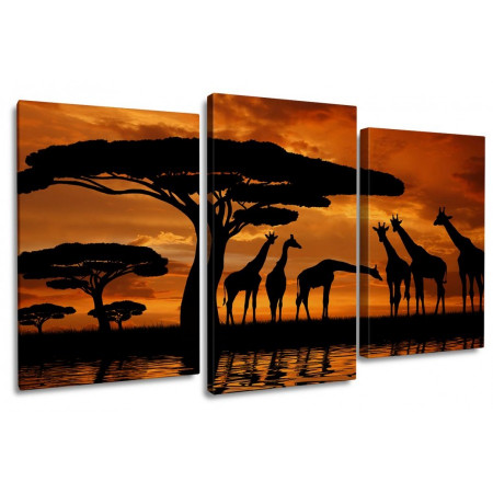 Модульная картина "Жирафы на закате" 100х60 S529