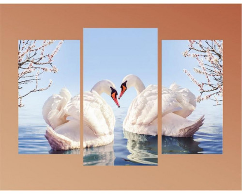 Модульная картина "Белые лебеди на воде" 60х80 ТР2091