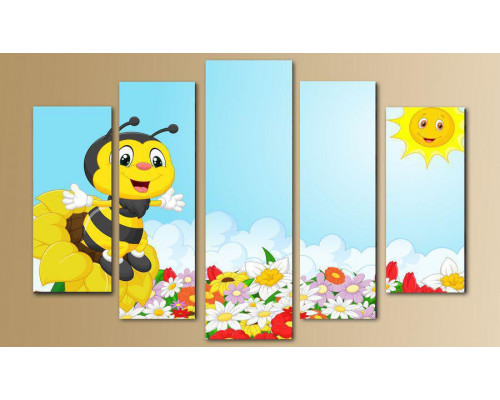 Модульная картина  "Пчелка на лугу" 80х140 M2545
