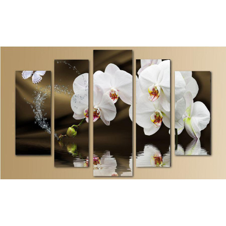 Модульная картина "Белые орхидеи над водой" 80х140 M2377
