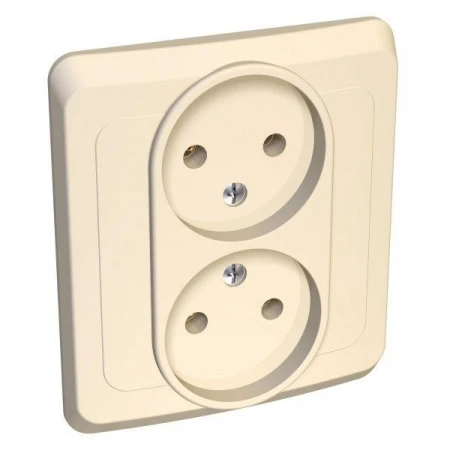 Розетка двойная 2К Systeme Electric Этюд 16A 250V кремовая PC16-005K