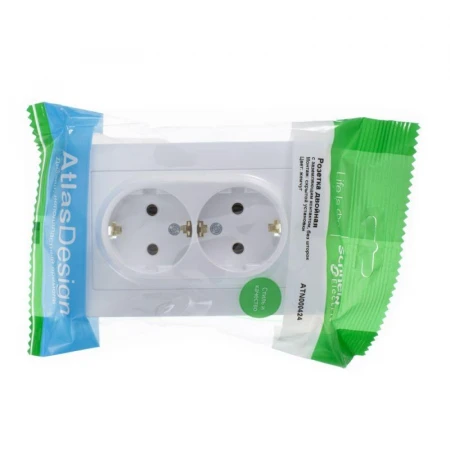 Розетка двойная 2К+З Systeme Electric AtlasDesign 16A 250V жемчужная ATN000424