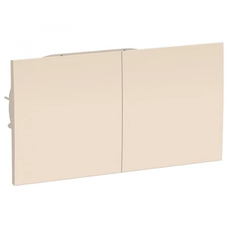 Розетка двойная 2К+З Systeme Electric AtlasDesign 16A 250V со шторками и крышкой бежевая ATN000228