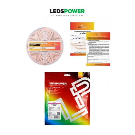Светодиодная лента LEDS POWER NEW COB 256/м (11Вт/м) 24В розовая 006338